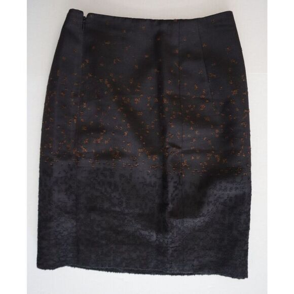 Carolina Herrera Women's Sz 6 Black /Brown Textured Straight Pencil Skirt - Picture 2 of 6